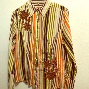 Love Polly Embroidered Western Shirt size M